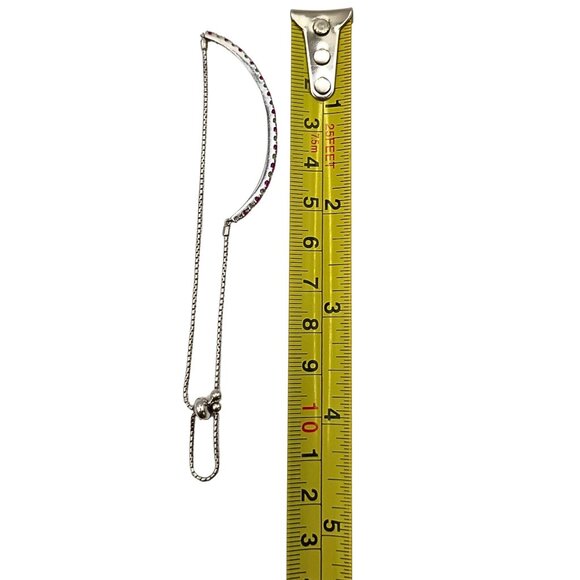 Womens Silver Plated Simulated Ruby Cubic Zircon Bracelet Slider Barbiecore Glam - Picture 6 of 6